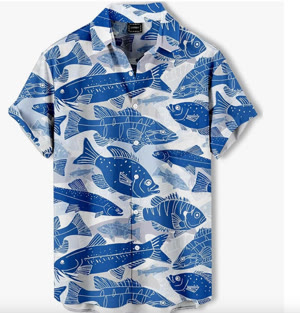 Blue Hawaiian fish shirt